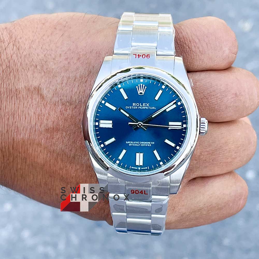 rolex oyster perpetual 41 mm 124300 blue dial