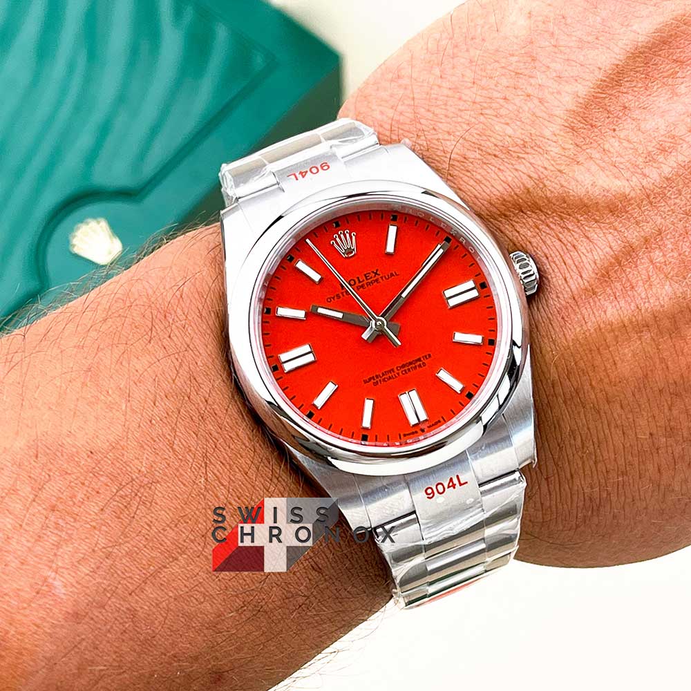 rolex oyster perpetual 41 mm 124300 coral red 2