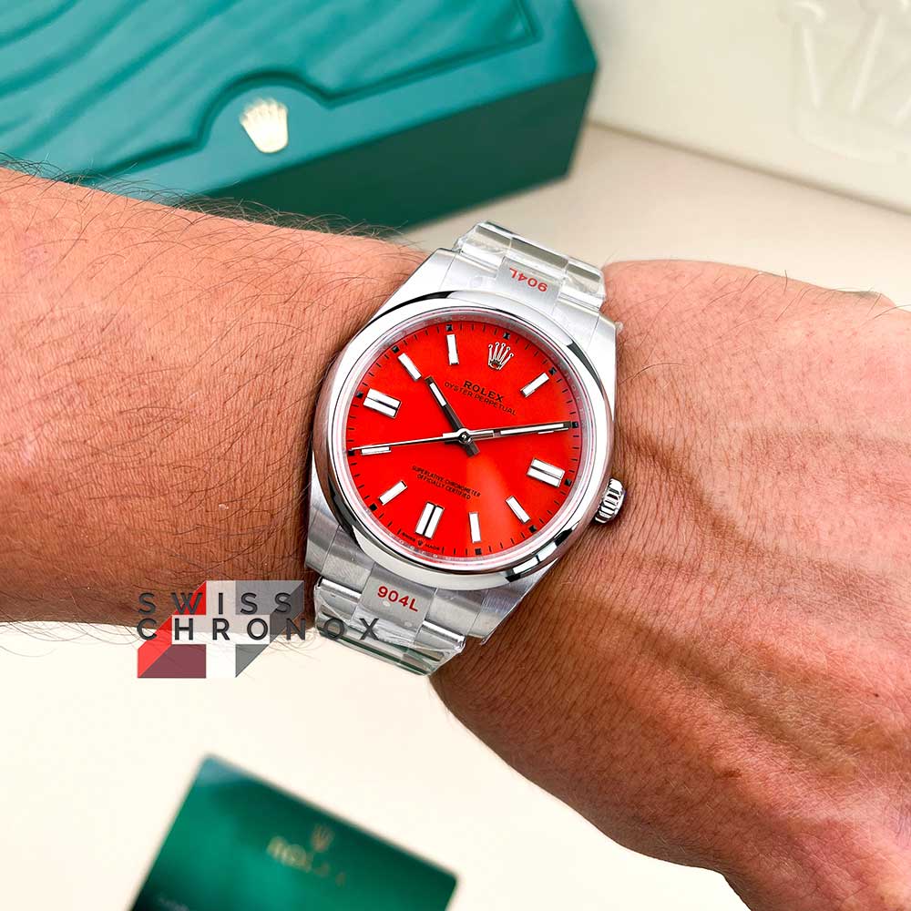 rolex oyster perpetual 41 mm 124300 coral red 3