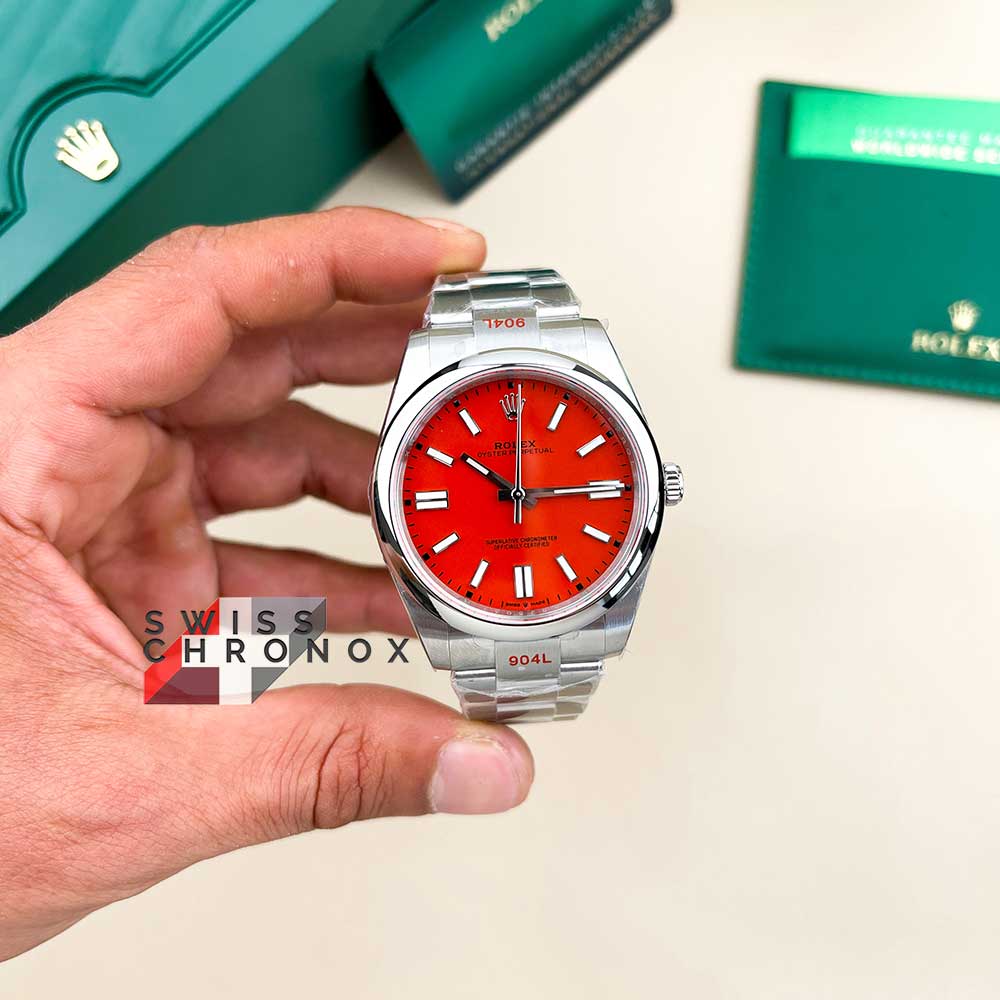 rolex oyster perpetual 41 mm 124300 coral red 4