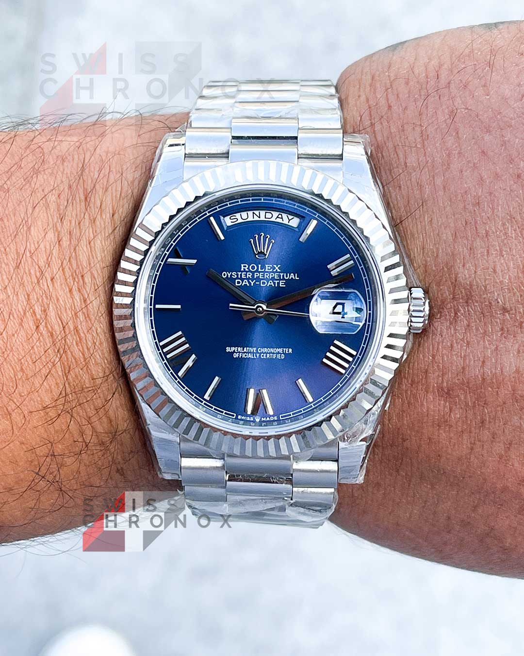 rolex day date 40 blue roman dial watch 228239 5