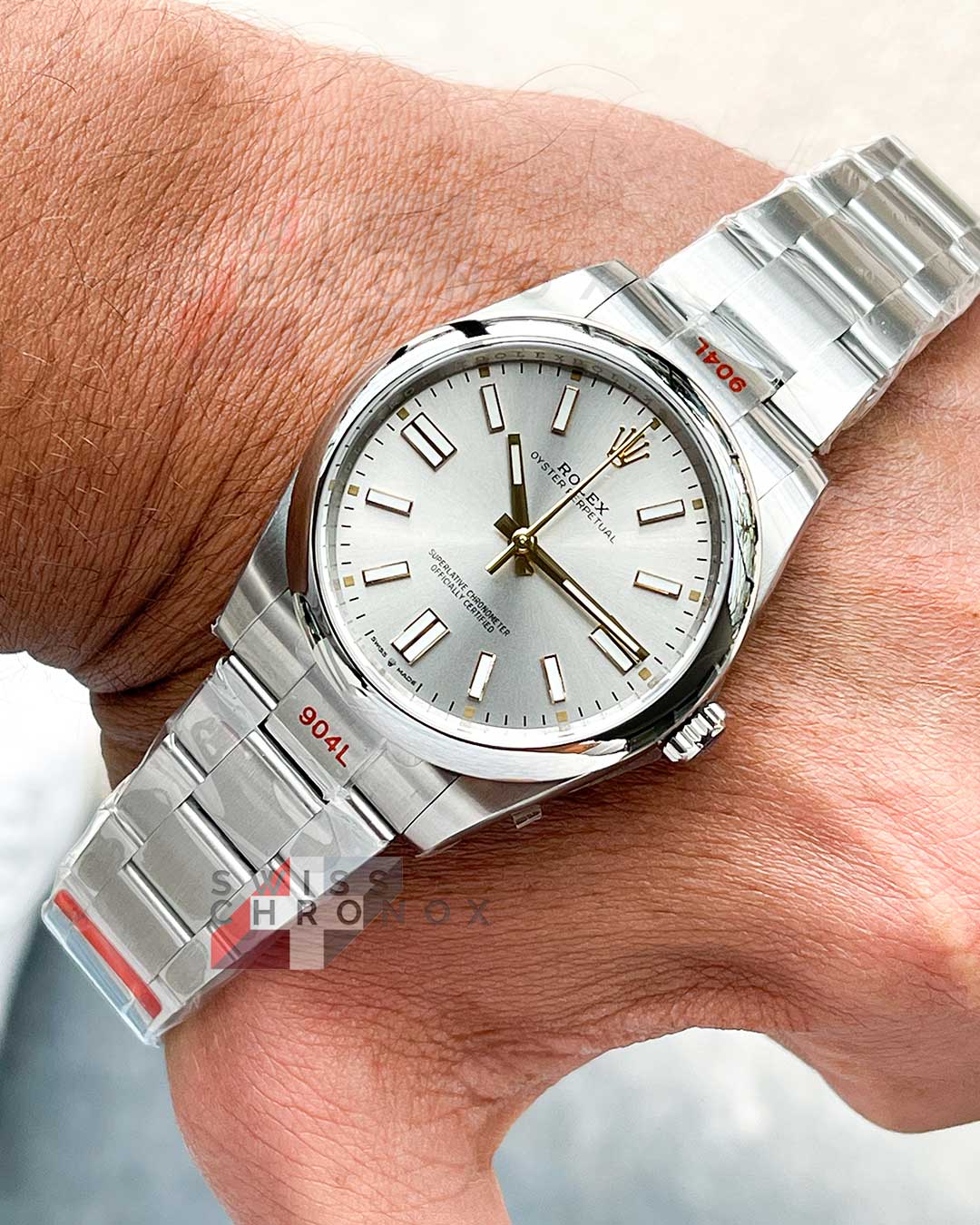 rolex oyster perpetual oyster 41 mm 124300 silver dial