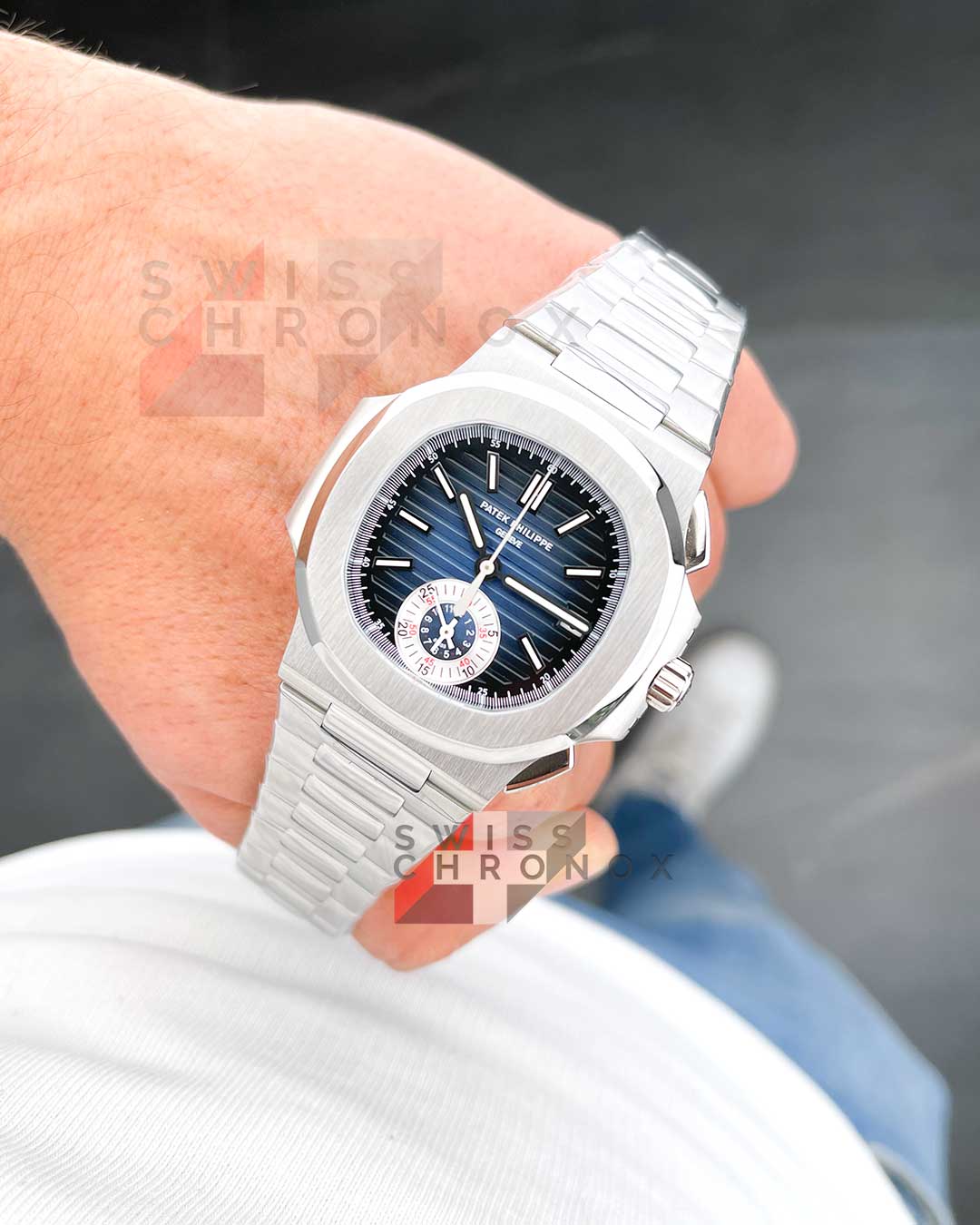 patek philippe nautilus chronograph blue black dial 5980 1a