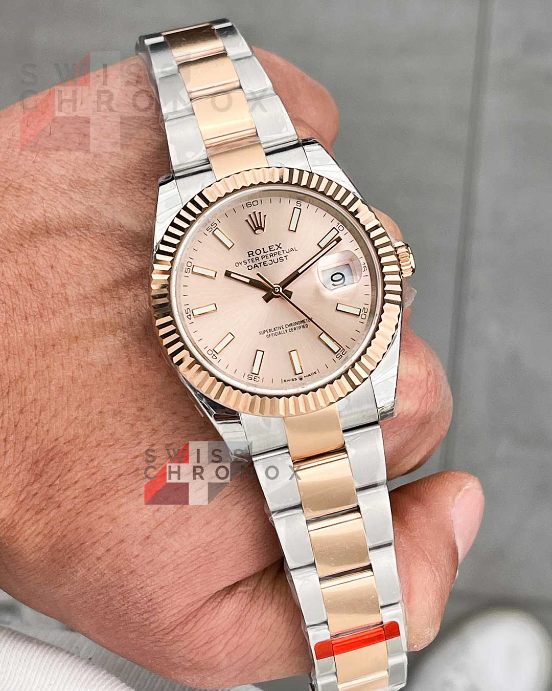 rolex datejust 41 two tone rose gold sundust dial 8