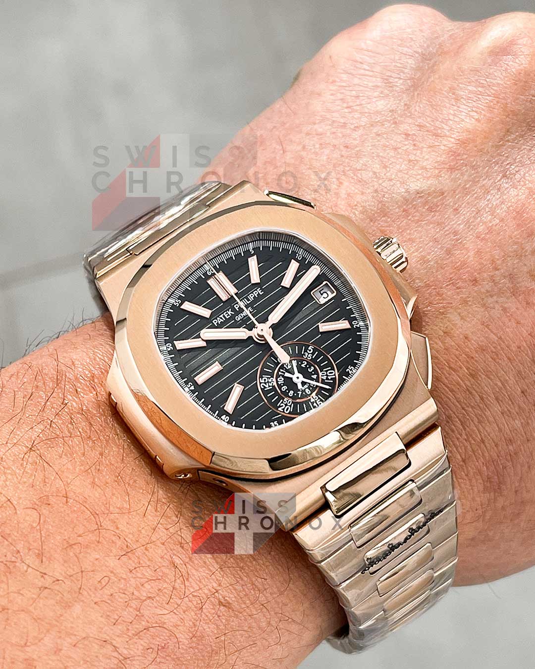 Nautilus chronograph rose on sale gold