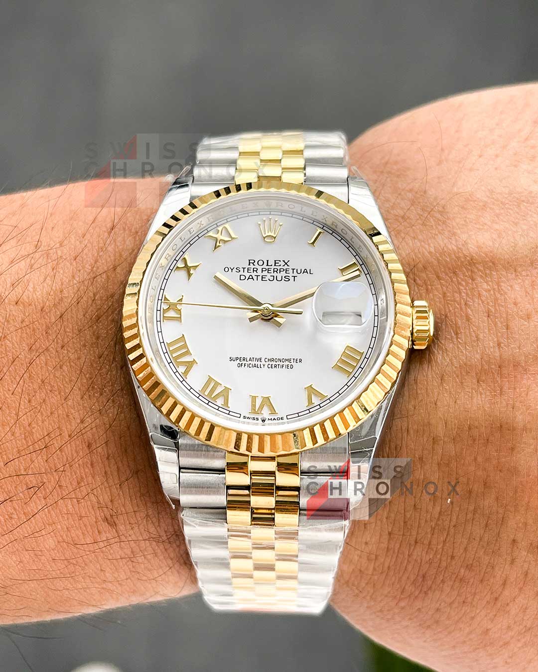 rolex datejust 36mm two tone jubilee white dial 1