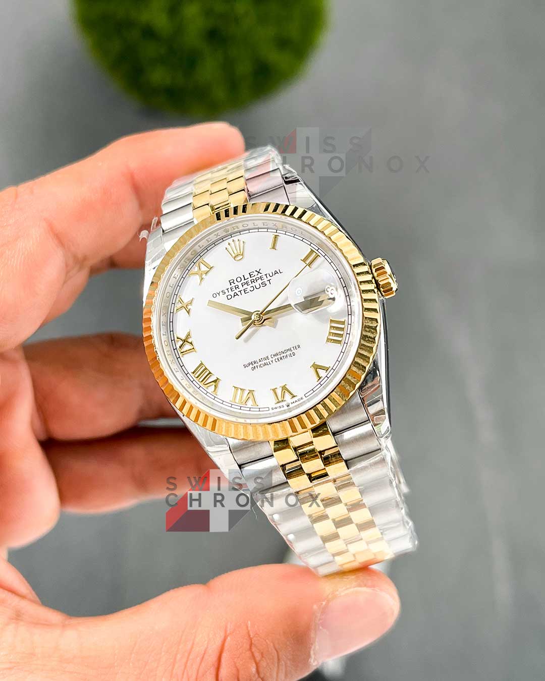 rolex datejust 36mm two tone jubilee white dial 8