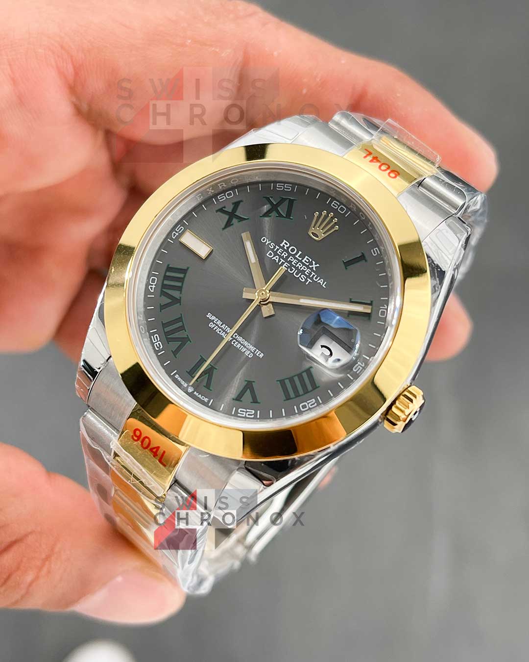 rolex datejust 41 oyster two tone wimbledon dial 4