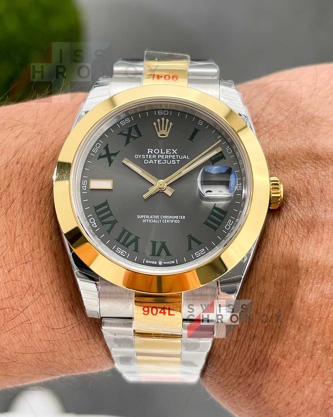 rolex datejust 41 oyster two tone wimbledon dial 9