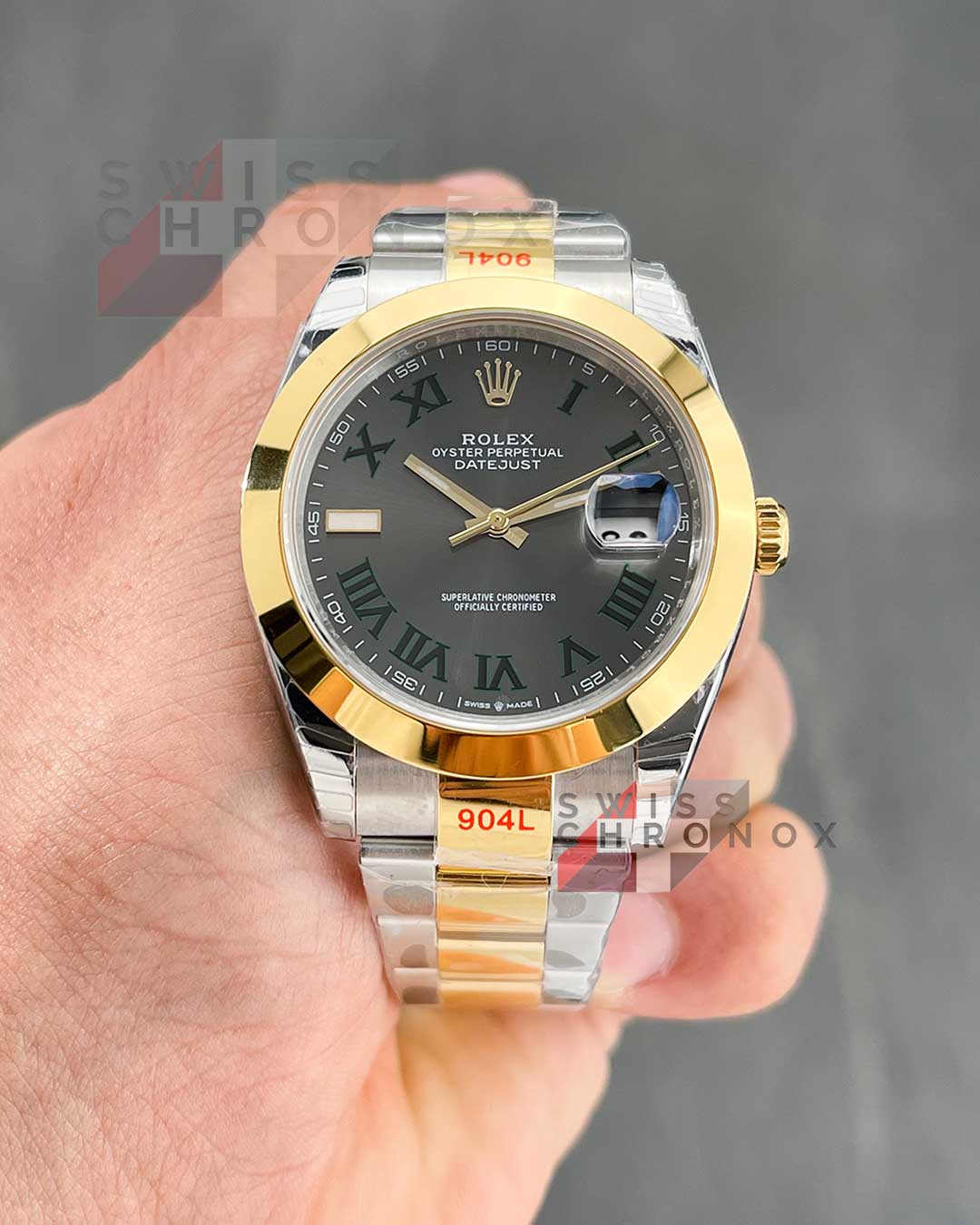 rolex datejust 41 oyster two tone wimbledon dial