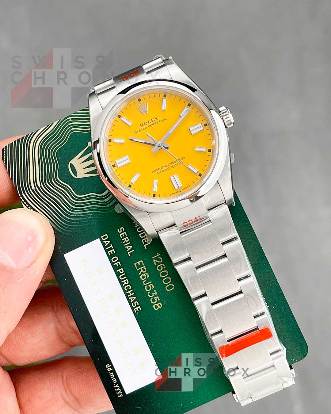 rolex oyster perpetual 36 yellow dial 126000 1