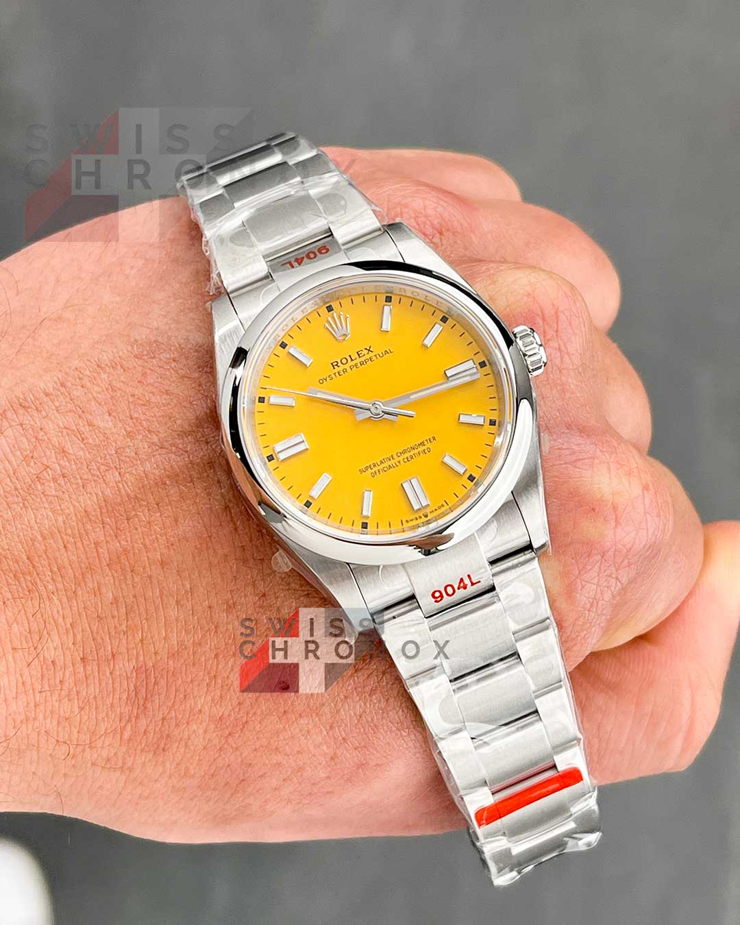 Rolex Oyster Perpetual 36 126000 Factory Yellow Dial Box and Papers Unworn