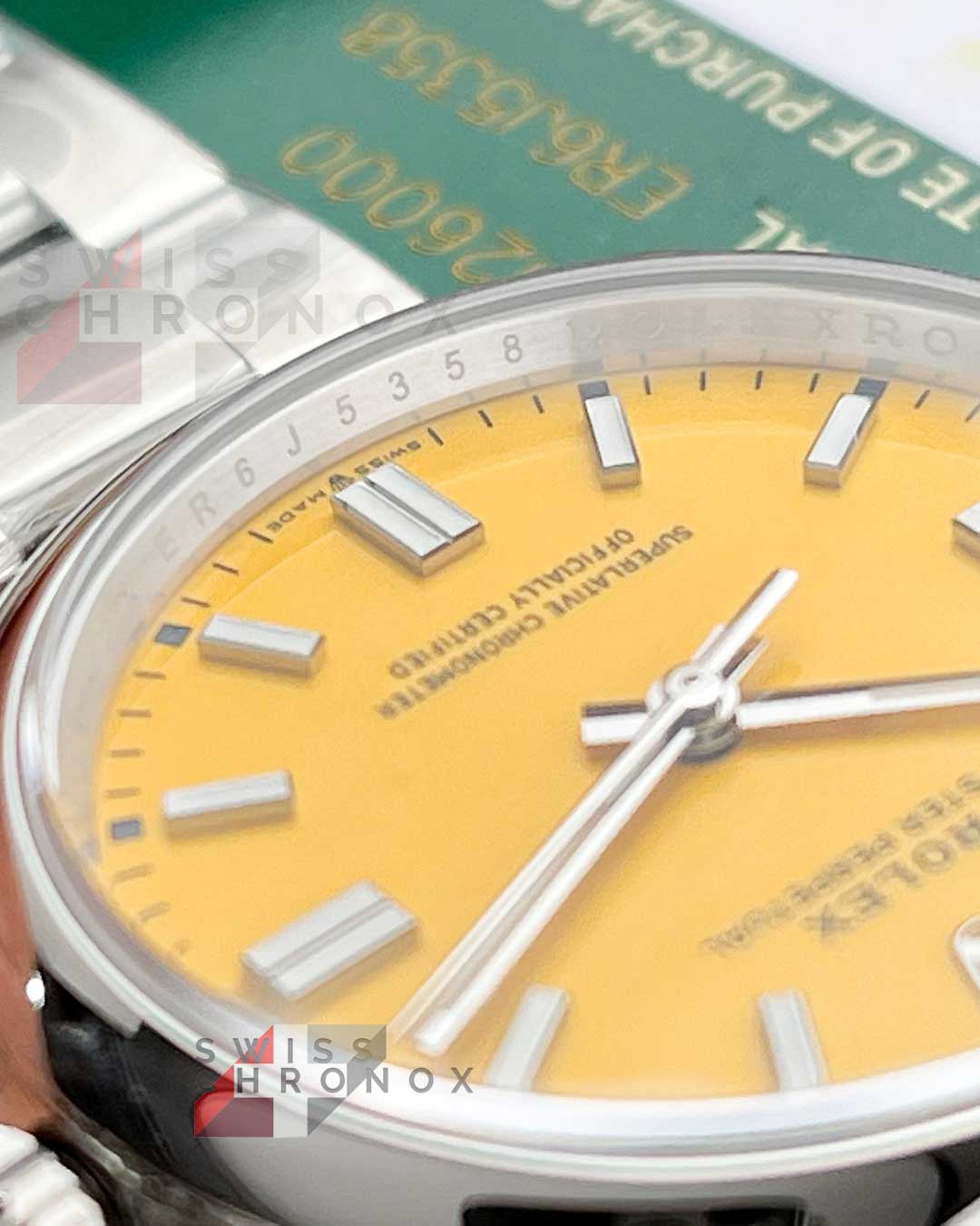 rolex oyster perpetual 36 yellow dial 126000