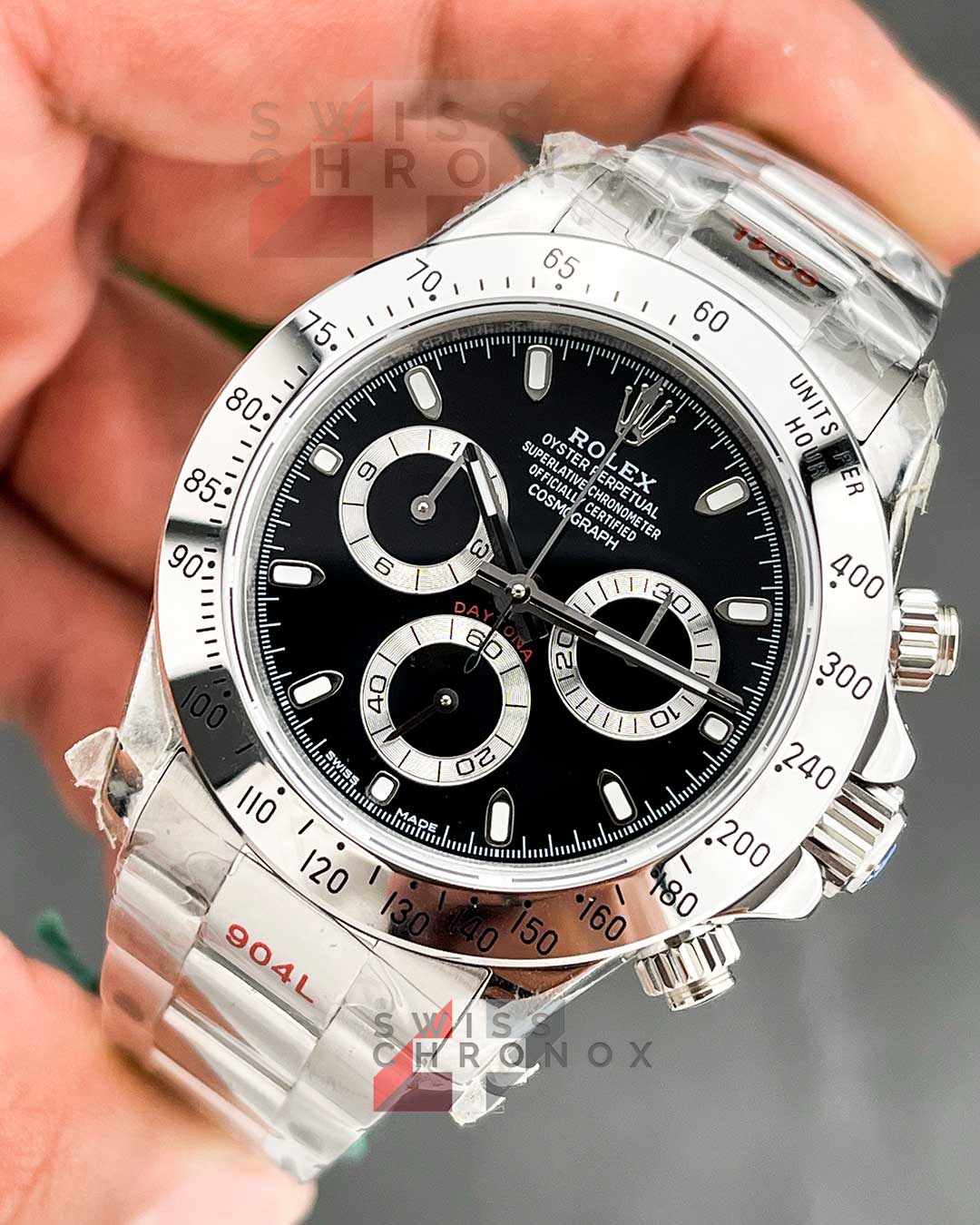 Steel daytona shop black dial