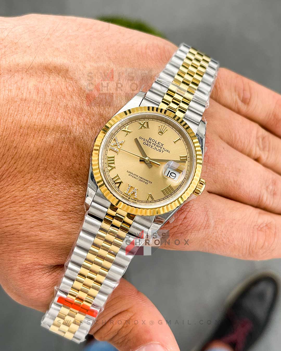 rolex datejust 36mm two tone yellow diamond dial 1