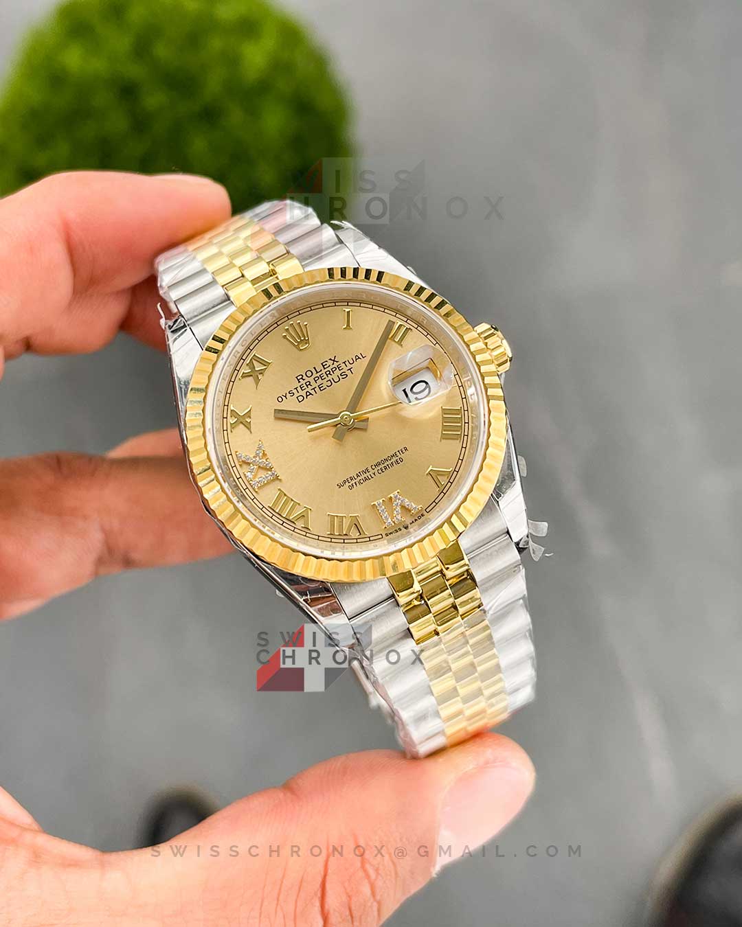 rolex datejust 36mm two tone yellow diamond dial 10