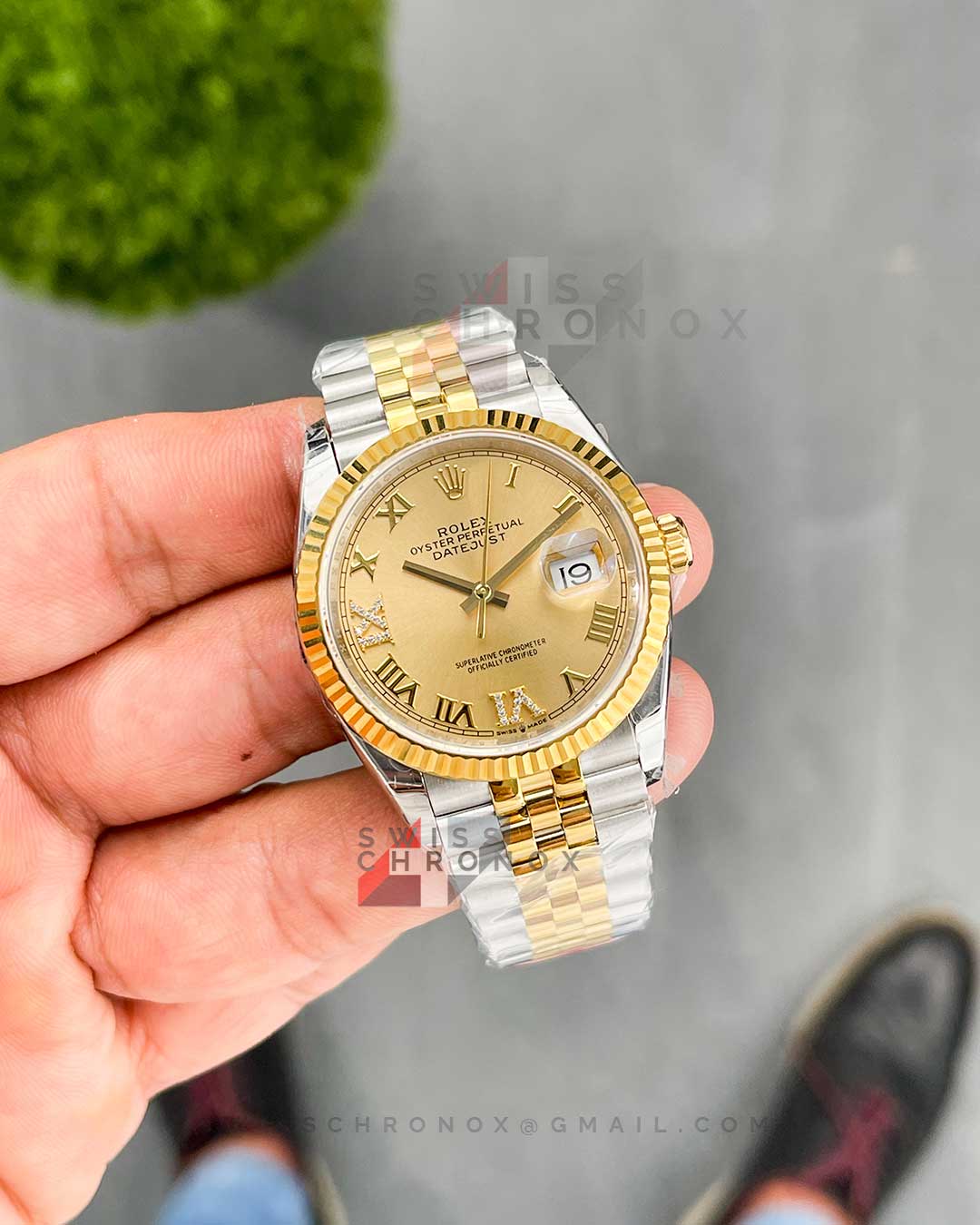 rolex datejust 36mm two tone yellow diamond dial 2