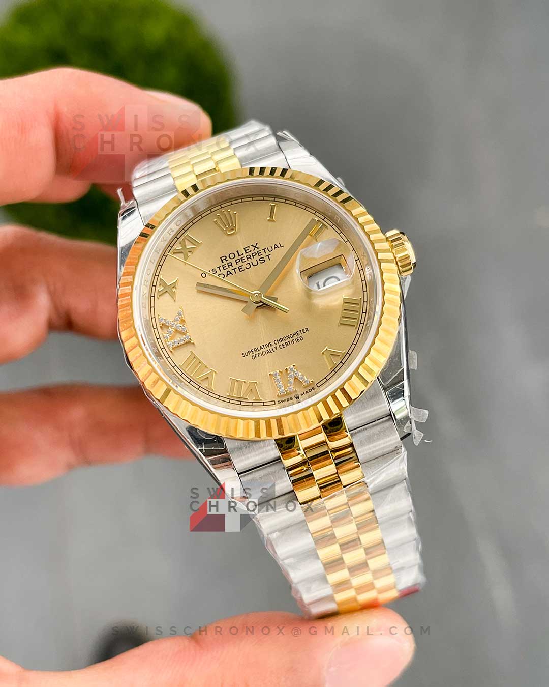 rolex datejust 36mm two tone yellow diamond dial 8