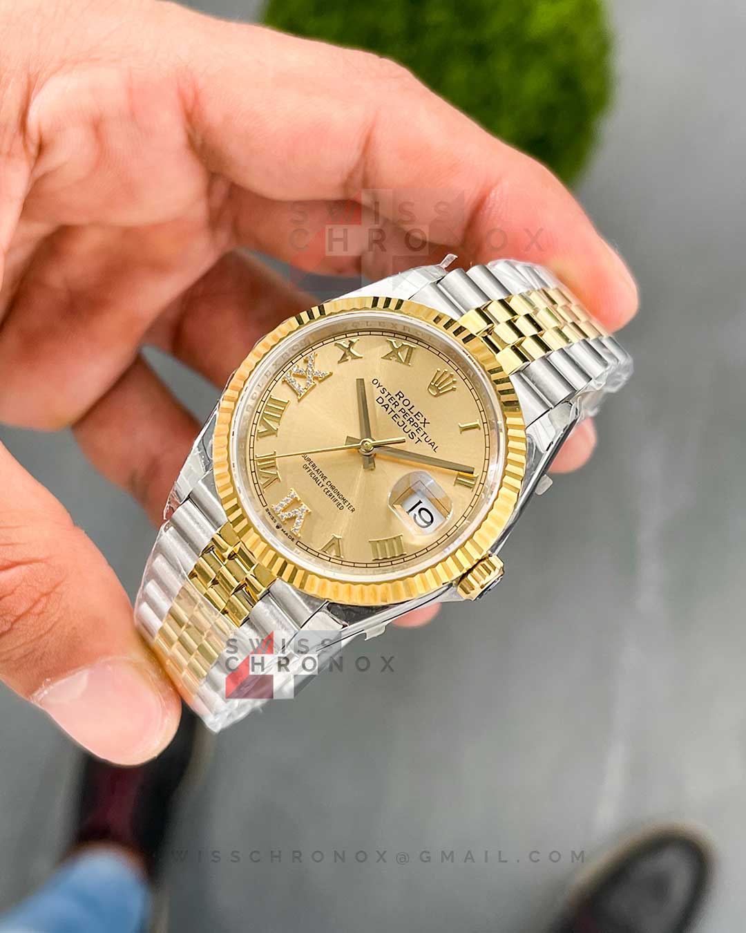 rolex datejust 36mm two tone yellow diamond dial 9