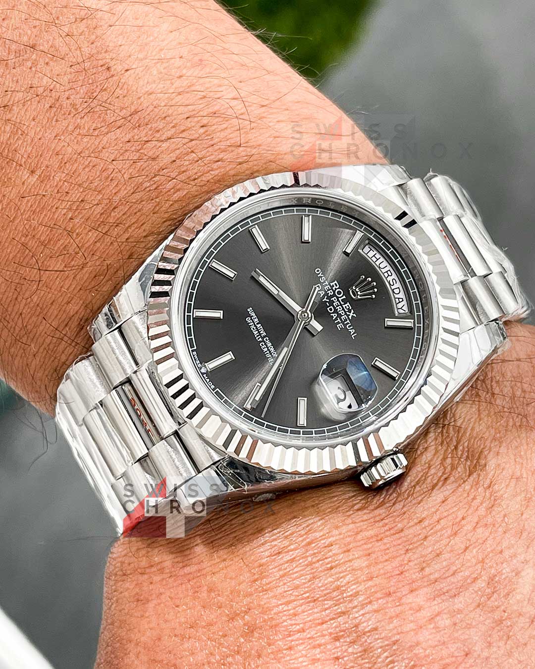 rolex day date 40mm slate grey dial 9