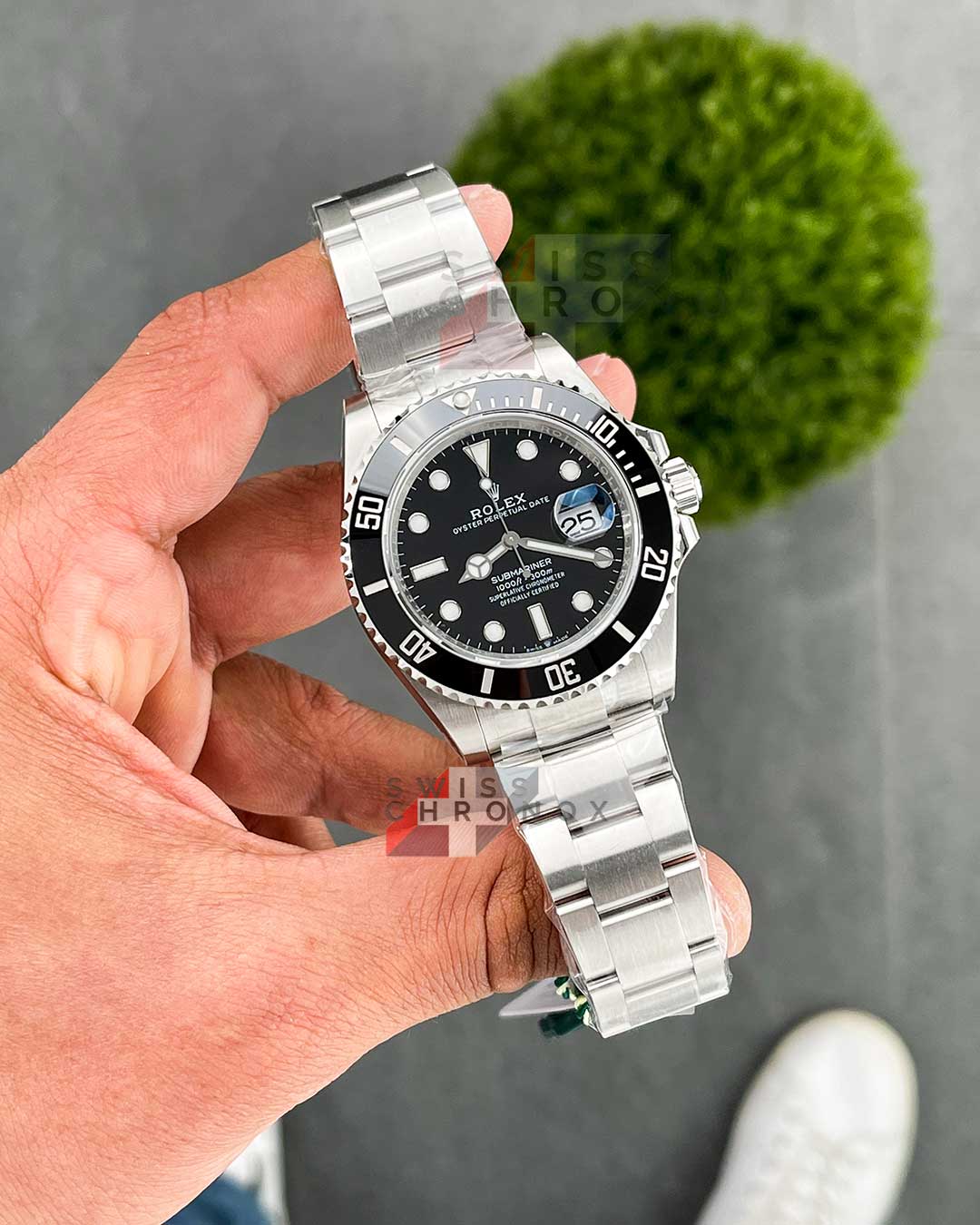 rolex submariner date on wrist