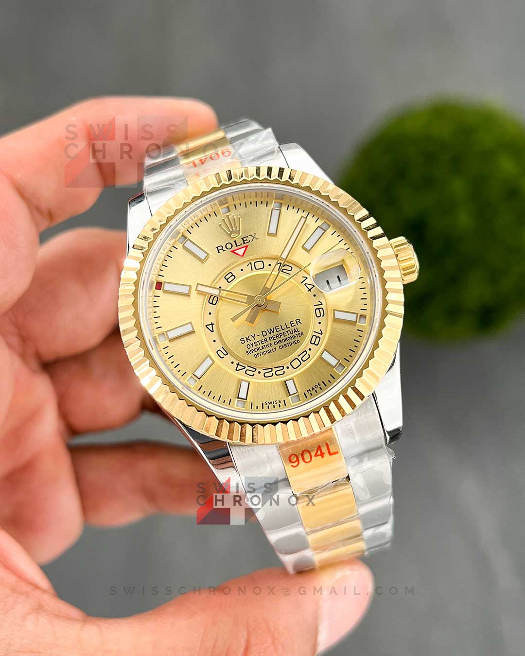 rolex sky dweller two tone champagne dial 326933 1