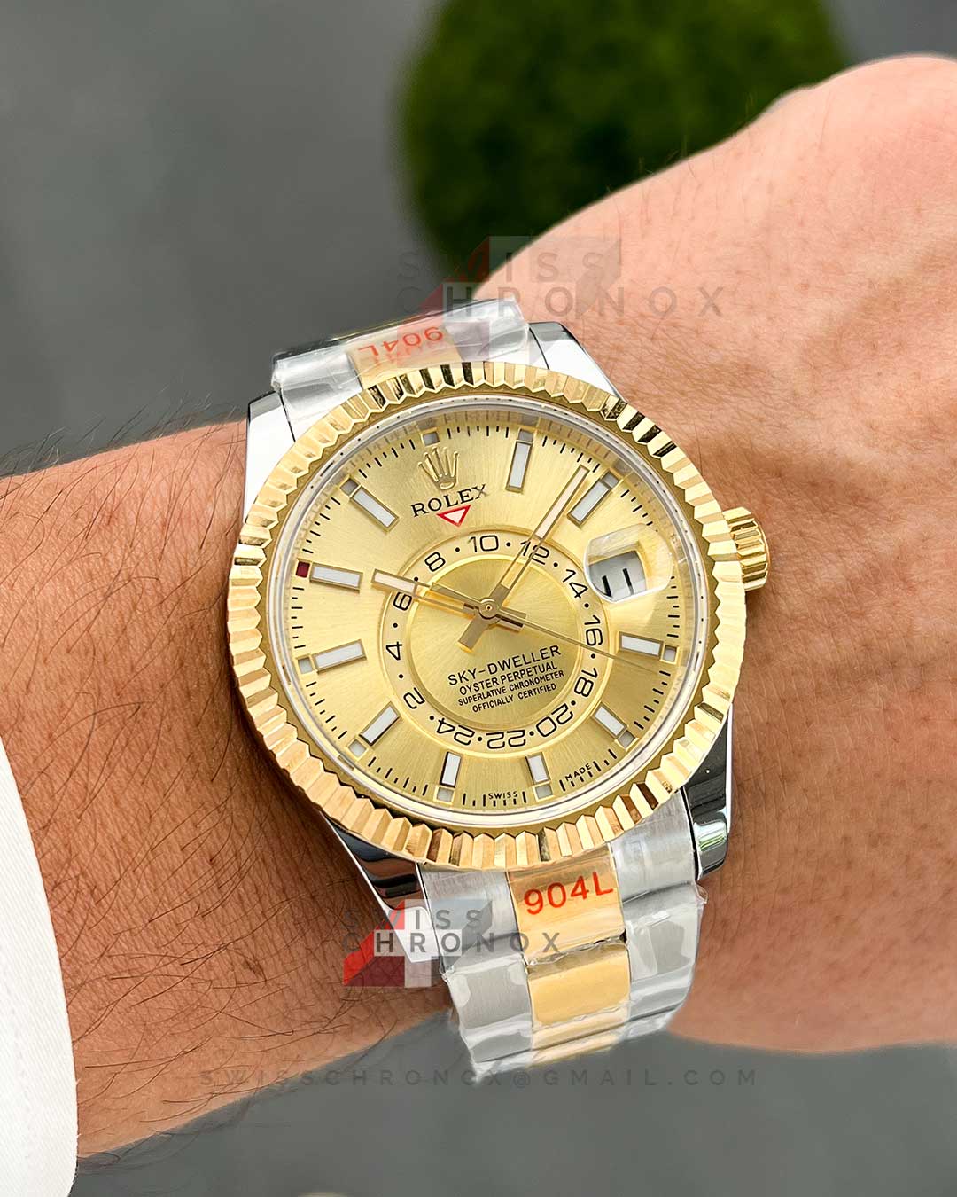rolex sky dweller two tone champagne dial 326933 11