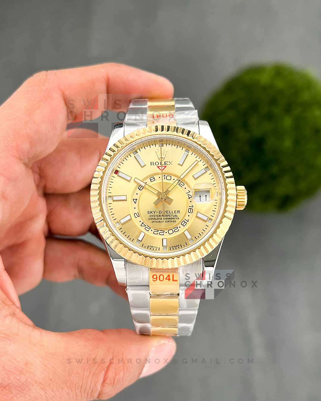 rolex sky dweller two tone champagne dial 326933 3