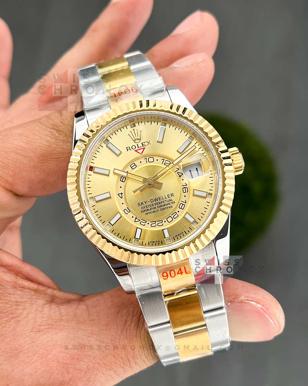 rolex sky dweller two tone champagne dial 326933 9