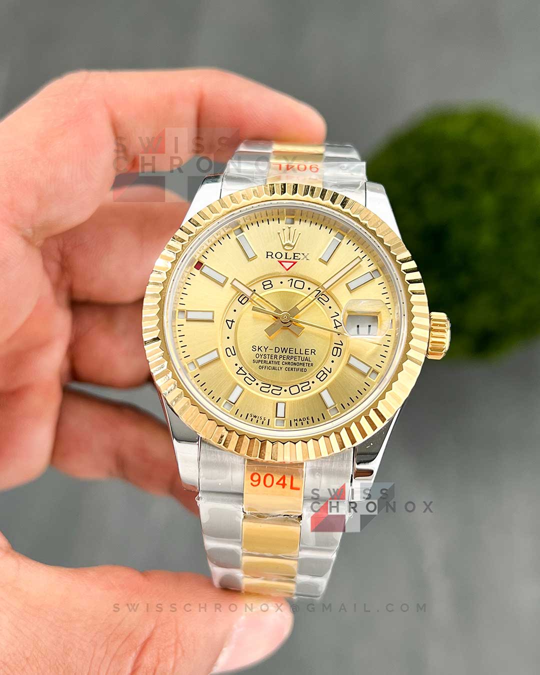 rolex sky dweller two tone champagne dial 326933